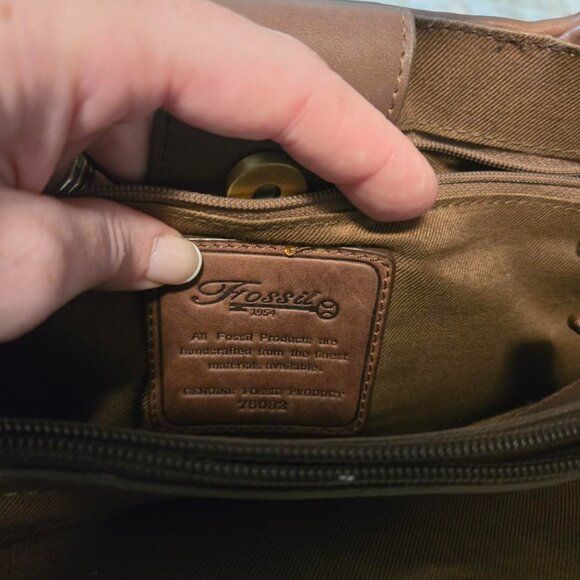 Vintage Fossil Brown woven leather bag - Picture 3 of 5